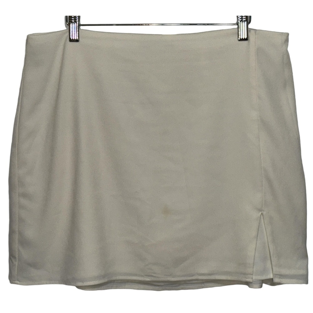 Abercrombie & Fitch White Polyester Side Slit Micro Mini Skirt Womens Size Large